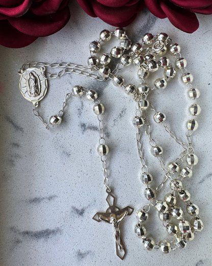 925 silver rosary, 70 cm
