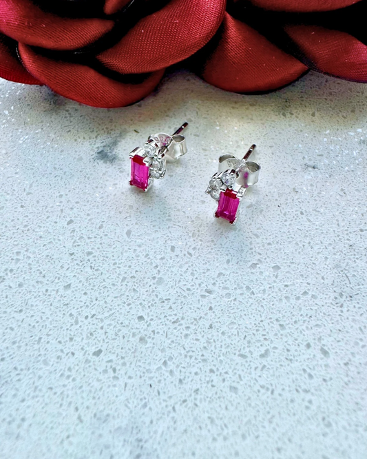 Aretes circonia corte diamante largo Plata .925