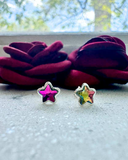 Arete estrella swarovski, Plata .925