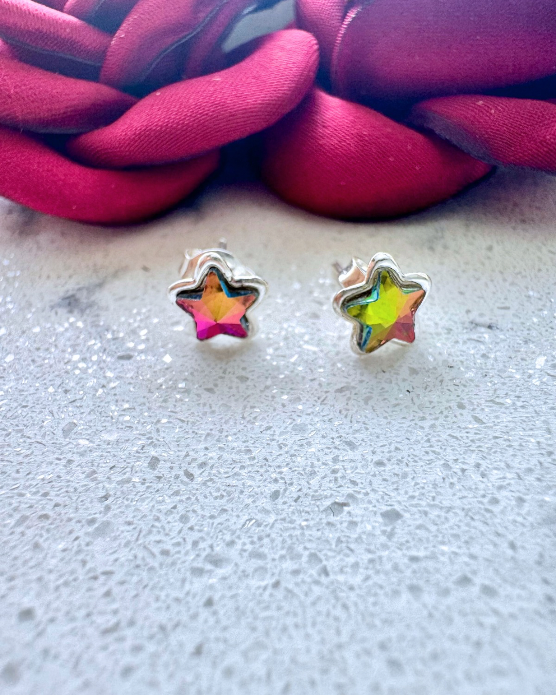 Arete estrella swarovski, Plata .925