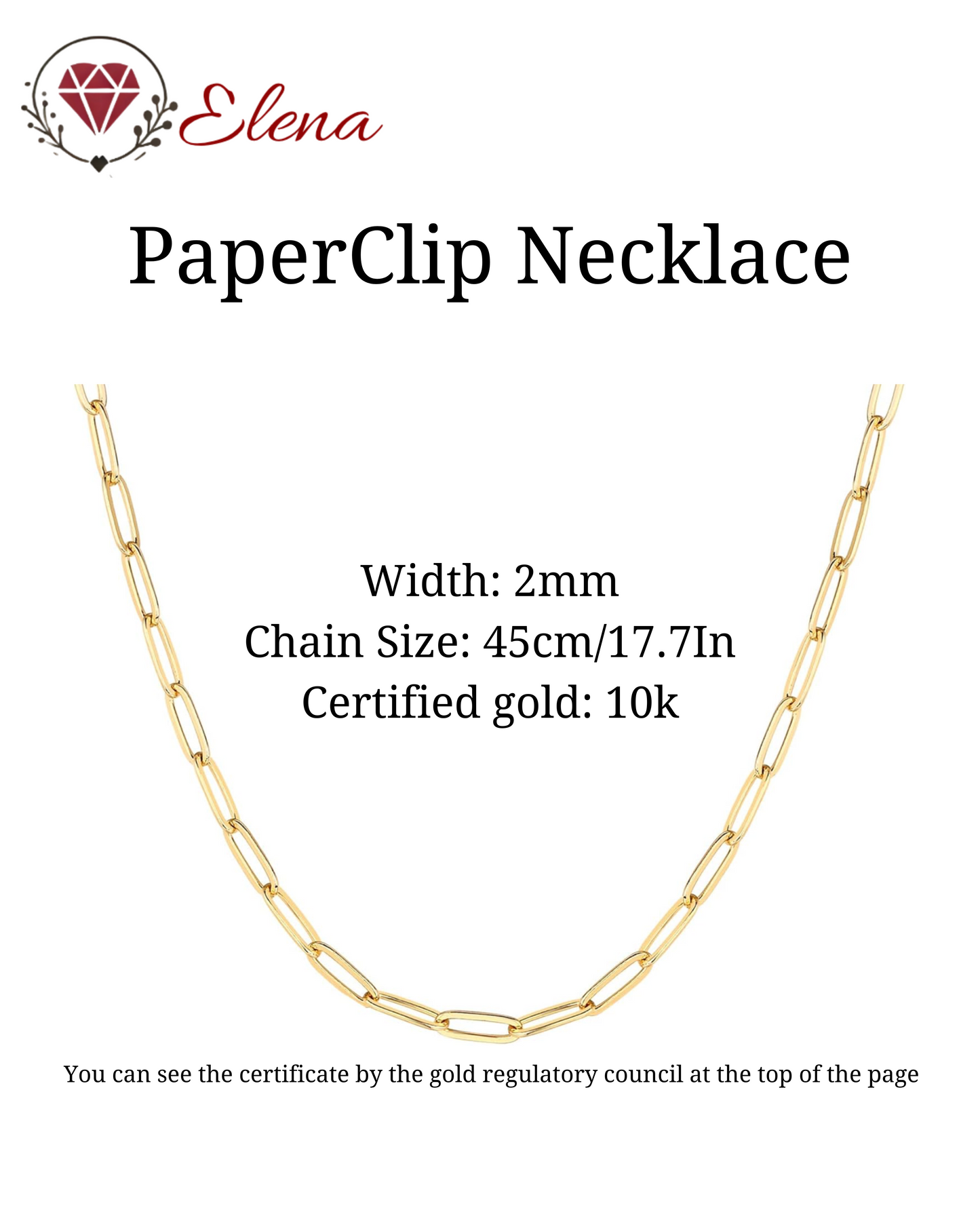 10K Gold Paper Clip Chain